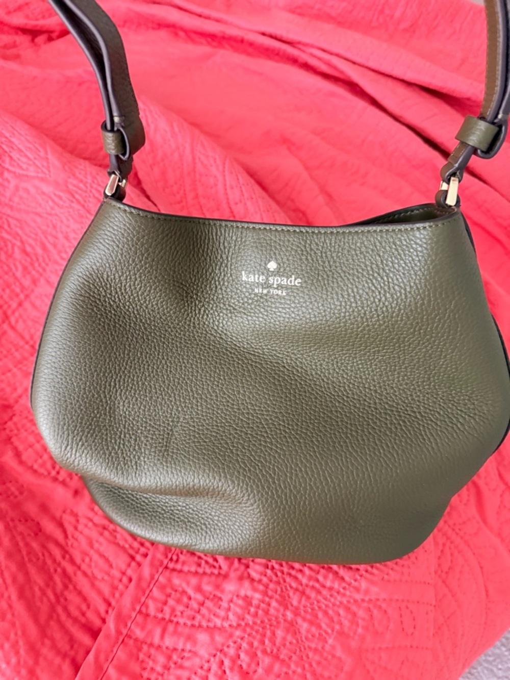 kate spade Olive Green Pebbled Leather Hobo Shoulder Bag